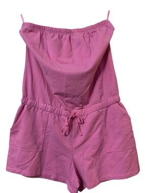 NY&C Pink Strapless Romper Womens Large Lounge Casual Pockets Summer